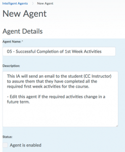 Intelligent Agents - Getting Started-Agent Details
